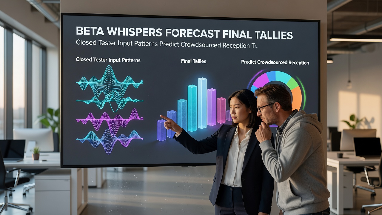 Dashboard displaying beta tester sentiment heatmaps overlaid on projected user score trajectories for console and PC versions