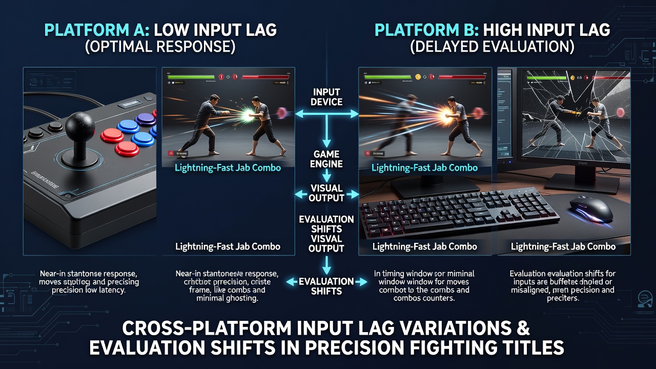 Graph illustrating user evaluation score changes for fighting games when played on consoles with varying input lag profiles