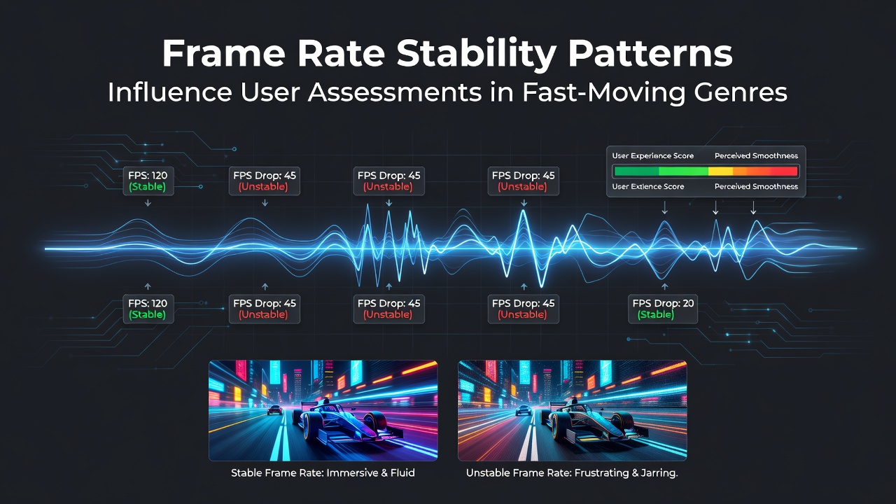Analysis of frame rate stability patterns across fast-paced game sessions
