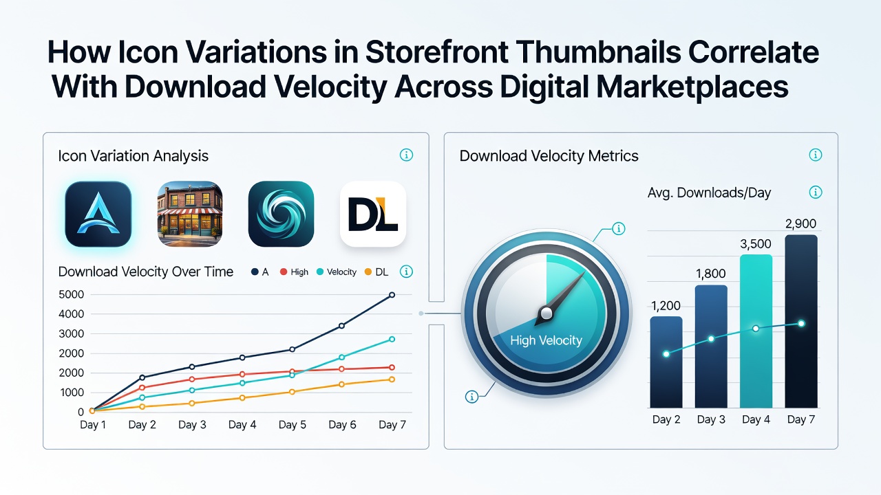 Comparative analysis chart of thumbnail icon variations and resulting download velocity trends