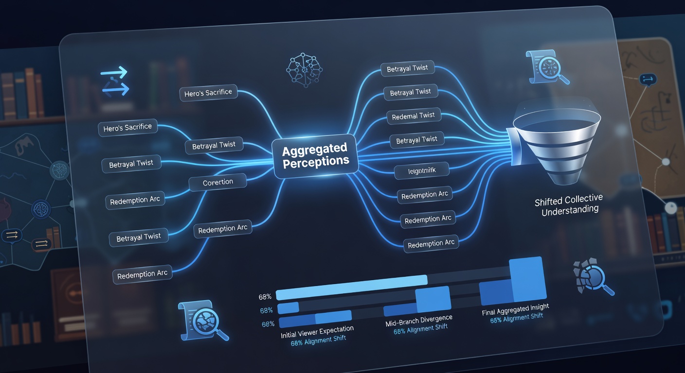 Charts displaying user score distributions for branching narrative games on different hardware with overlaid completion rate statistics