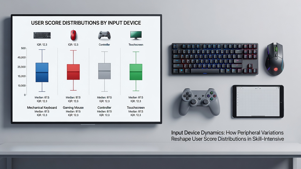 Side-by-side comparison of score distribution graphs for controller versus mouse users in competitive multiplayer games