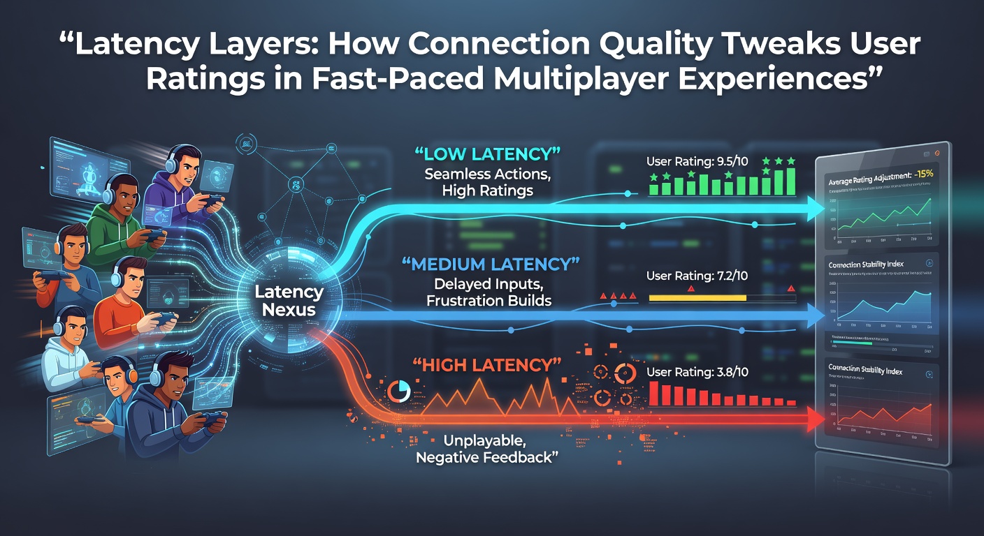 Graph illustrating correlation between average ping times and user rating distributions in competitive multiplayer titles