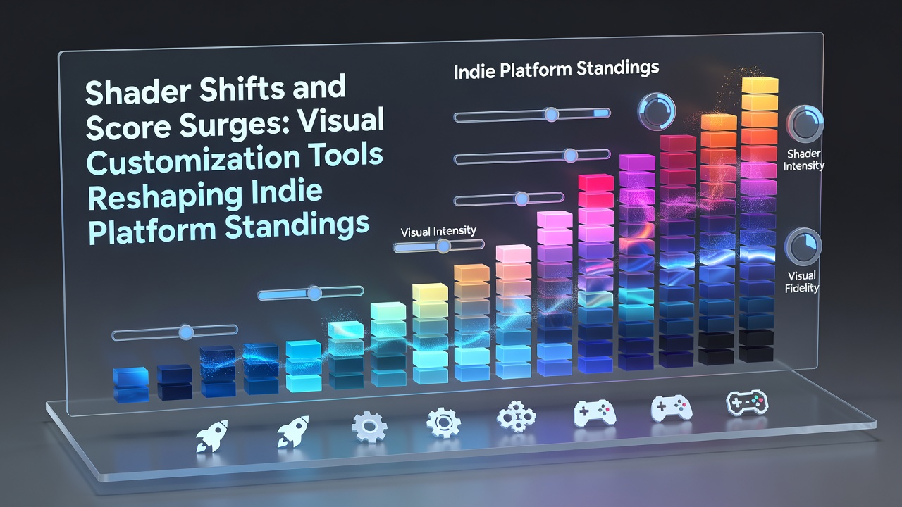 Developer interface displaying shader customization options alongside platform ranking charts